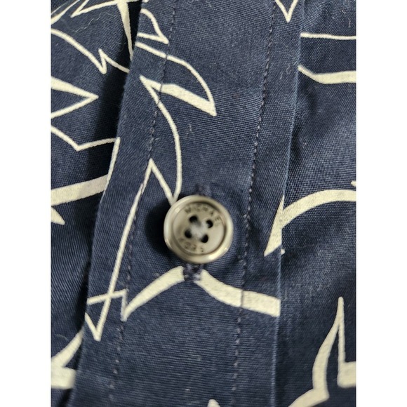 Michael kors blue palm leaf button up short sleeve large shirt - Picture 4 of 9